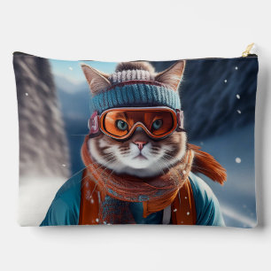 Cat Skiing on the snowy alps Accessory Pouch