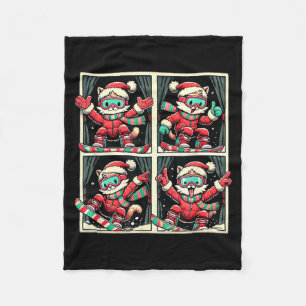 Cat skiing snowboard winter mountain xmas trip fleece blanket