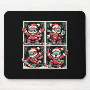 Cat Skiing Snowboard Winter Mountain Xmas Trip Pho Mouse Mat