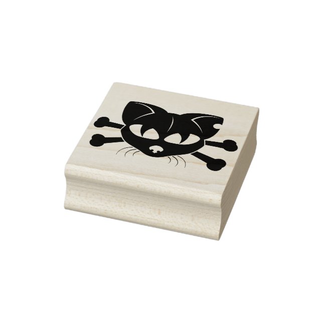 cat skull and bones art stamp (Stamp)