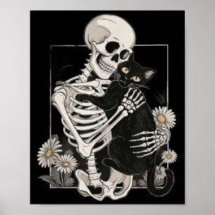 Cat Skull Kitten Cute Skeleton Halloween Men Women Poster
