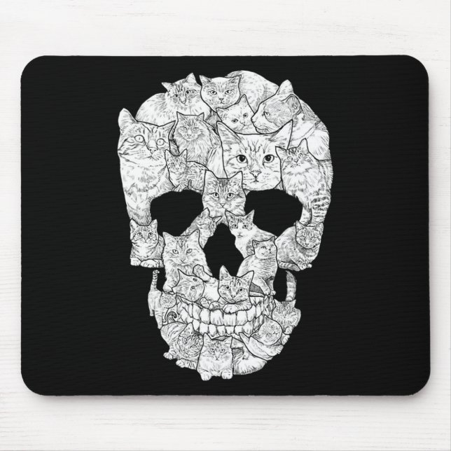 Cat Skull - Kitty Skeleton Halloween Costume Idea  Mouse Mat (Front)