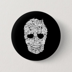 Cat Skull Kitty Skeleton Halloween Costume Scary C 6 Cm Round Badge