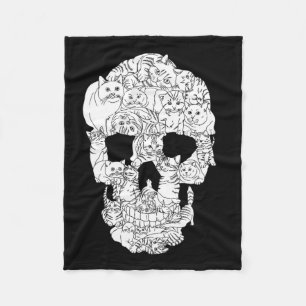 Cat Skull Kitty Skeleton Halloween Costume Tarot Fleece Blanket