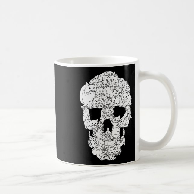 Cat Skull Kitty Skeleton Halloween Goth Punk Emo G Coffee Mug (Right)