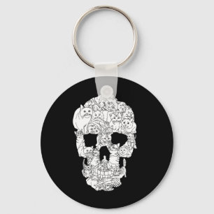 Cat Skull Kitty Skeleton Halloween Goth Punk Emo G Key Ring