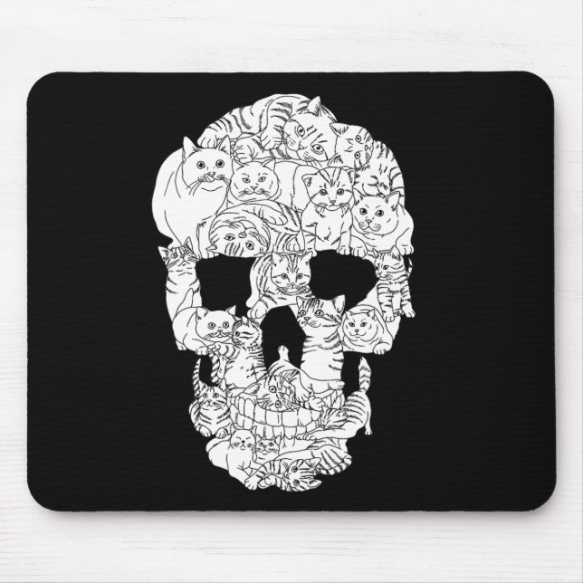 Cat Skull Kitty Skeleton Halloween Goth Punk Emo G Mouse Mat (Front)