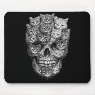 Cat Skull Made of Cats Gothic Kitty Skeleton Dark Mouse Mat
