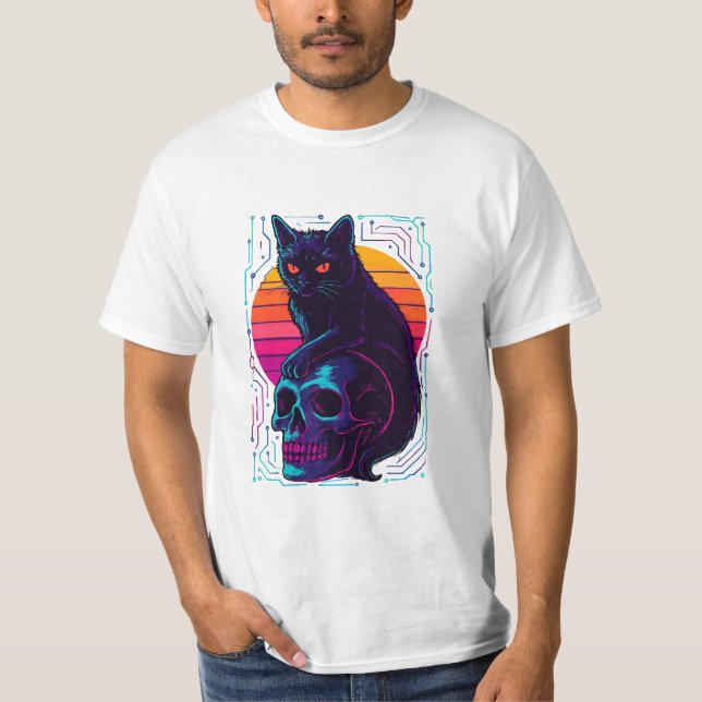 Cat & Skull Shirt – Abstract Streetwear (Front)