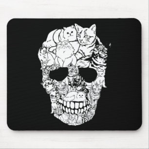Cat Skull Shirt - Kitty Skeleton Halloween Costume Mouse Mat
