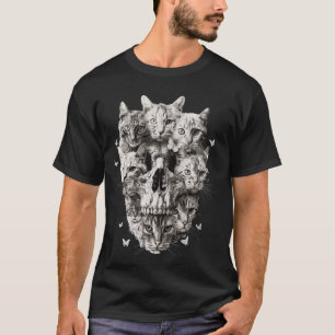 Cat Skull Skeleton Halloween Costume Cat Lover Mum T-Shirt