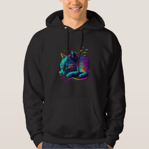 Cat Sleep, Colourful Cat Psychedelic Art Hoodie