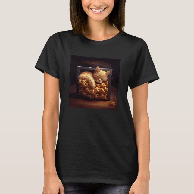 Cat Sleep Mac And Cheese T-Shirt (Front)