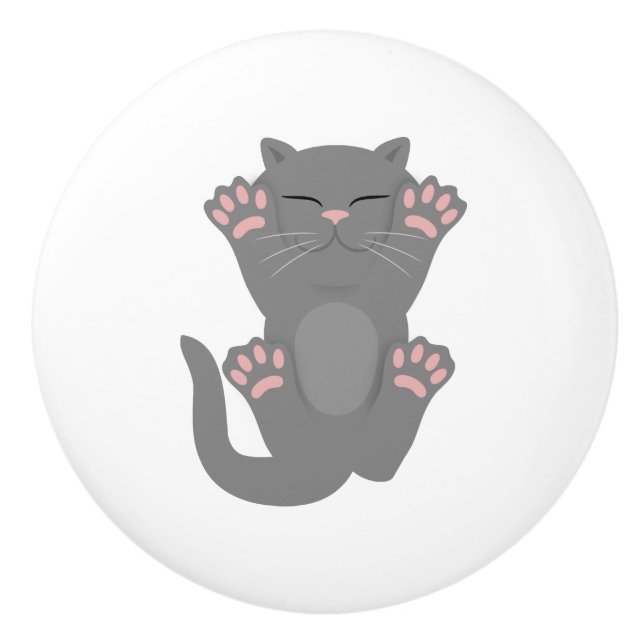 cat sleeping ceramic knob (Front)