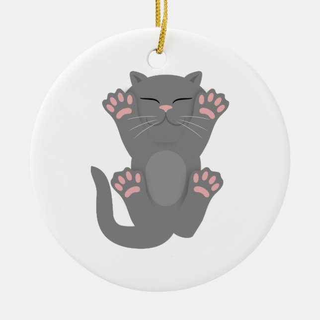 Cat Sleeping Ceramic Tree Decoration (Front)