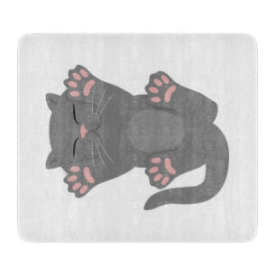 cat sleeping cutting board
