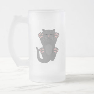 cat sleeping frosted glass beer mug