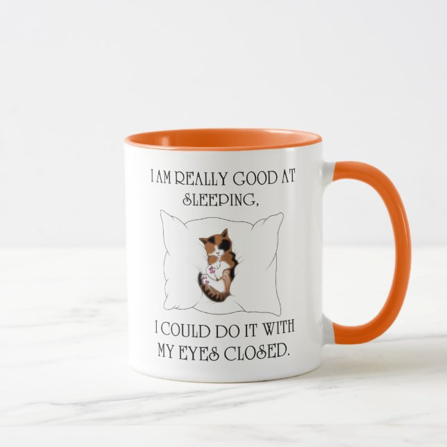 CAT SLEEPING, Funny Cat Sleeping, Cute Cat Gift Mug (Right)