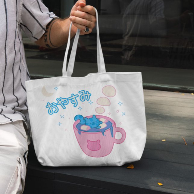 Cat Sleeping In Hot Chocolate Tote Bag (Creator Uploaded)