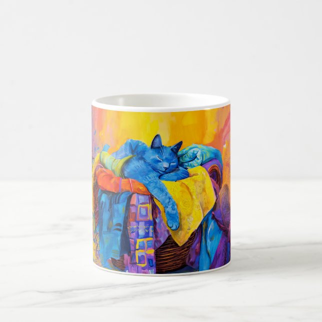 Cat Sleeping in Laundry Pile Coffee Mug (Center)