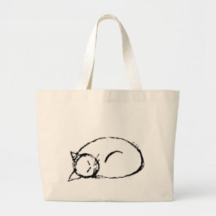 cat sleeping large tote bag