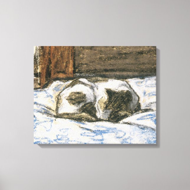 Cat Sleeping on a Bed by Claude Monet Canvas Print (Front)