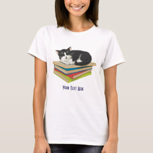 Cat sleeping on books shirt