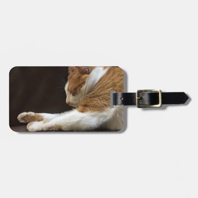 Cat sleeping on sofa luggage tag (Front Horizontal)