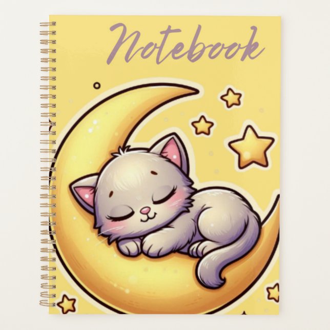 Cat Sleeping On The Moon Notebook Planner (Front)