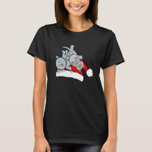 Cat Sleeping Santa Hat Christmas Pajama Cute Kitte T-Shirt