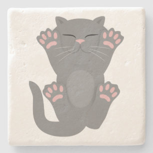 cat sleeping stone coaster