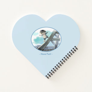 Cat Slides Eiffel Tower – Paris Fun Heart Notebook