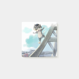 Cat Slides Eiffel Tower – Paris Notes 3" x 3"