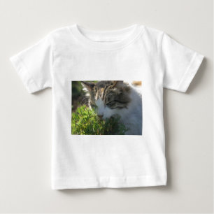 Cat Smelling a Plant Baby T-Shirt
