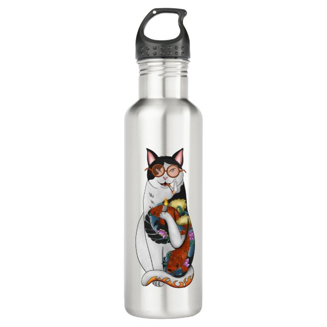 cat smoking 710 ml water bottle (Front)