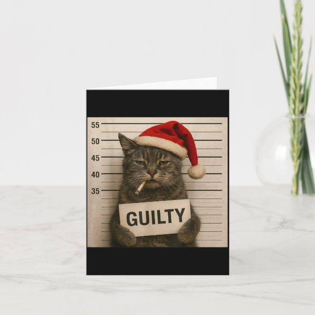 Cat Smoking Cigarette Christmas Funny Meme Cat  Card (Front)