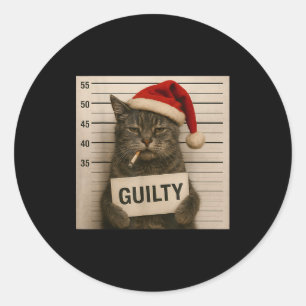 Cat Smoking Cigarette Christmas Funny Meme Cat Classic Round Sticker