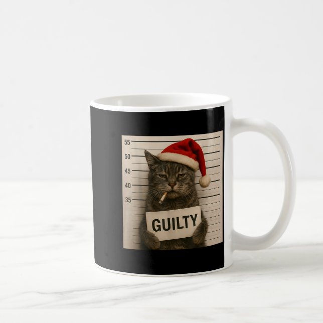 Cat Smoking Cigarette Christmas Funny Meme Cat  Coffee Mug (Right)