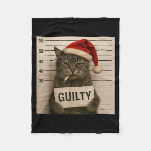 Cat Smoking Cigarette Christmas Funny Meme Cat Fleece Blanket