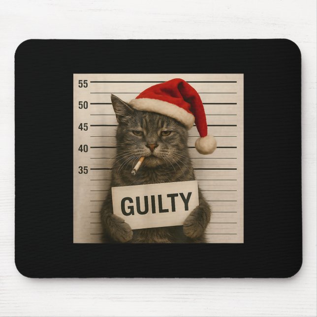 Cat Smoking Cigarette Christmas Funny Meme Cat  Mouse Mat (Front)