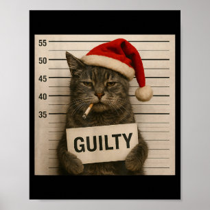 Cat Smoking Cigarette Christmas Funny Meme Cat  Poster