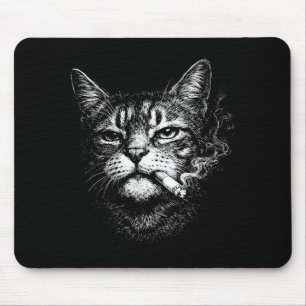 Cat smoking cigarette funny animal face meme mouse mat