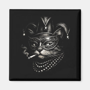 Cat Smoking Cigarette Funny Mardi Graphic Art Magnet