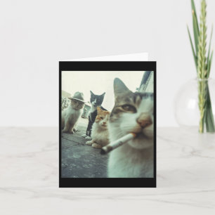 Cat Smoking Funny Gangster Cats Funny Meme Pet Card