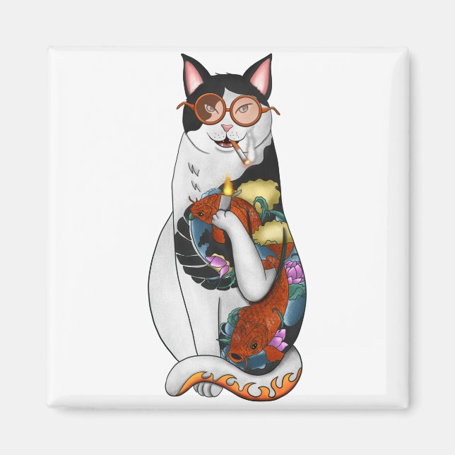 cat smoking magnet (Front)
