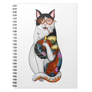 cat smoking notebook