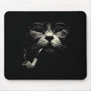 Cat smoking pipe glasses vintage meme grunge 90s o mouse mat