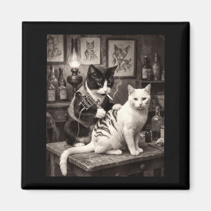 Cat Smoking Tattoo Vintage Inked Kitty Artist Funn Magnet