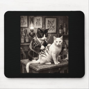 Cat Smoking Tattoo Vintage Inked Kitty Artist Funn Mouse Mat