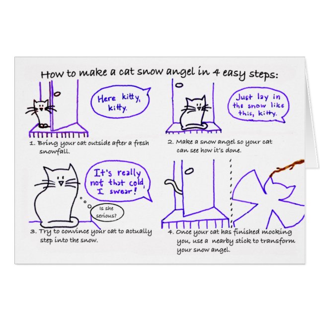 Cat Snow Angel Card (Front Horizontal)